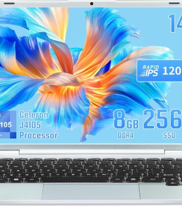 14 Inch Ultrabook Laptop,8GB RAM SSD,1920x1200 Pixels,Celeron J4105 Laptops (up to 2.5ghz),Dual Wi-Fi,2xUSB 3.0,Type-C,Full Size Keyboard(Silver, 8G+256GB SSD)