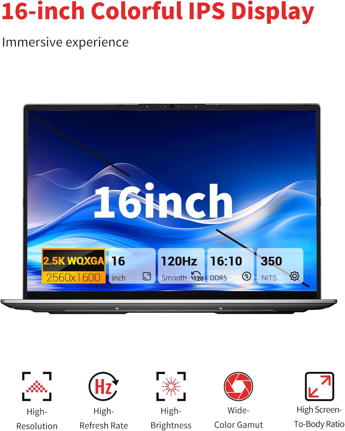Laptop Computer Ultrabook, 16in Quad HD, 4.9GHz AMD Ryzen H 255, Radeon 780M Graphics, DDR5 5600MHz RAM, M.2 PCIe SSD, TF Card Slot, Portable Gaming/School/Business Notebook Computer【U6B】 - Image 8