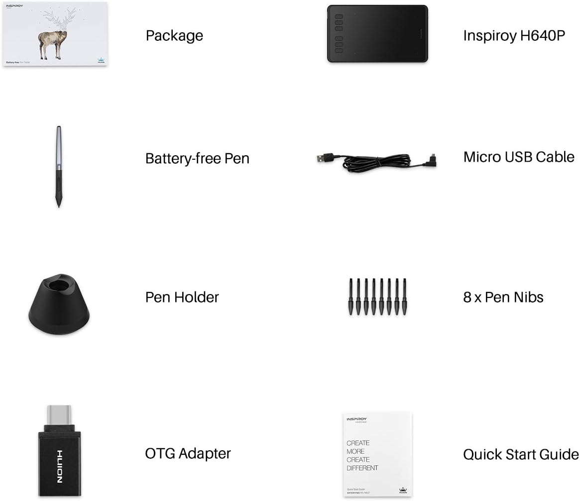 HUION Inspiroy H640P Drawing Tablet, 6x4 inch Digital Art with Battery-Free Stylus, 8192 Pen Pressure, 6 Hot Keys, Graphics Tablet for Drawing, Writing, Design, Teaching, Work with Mac, PC & Mobile - Image 10
