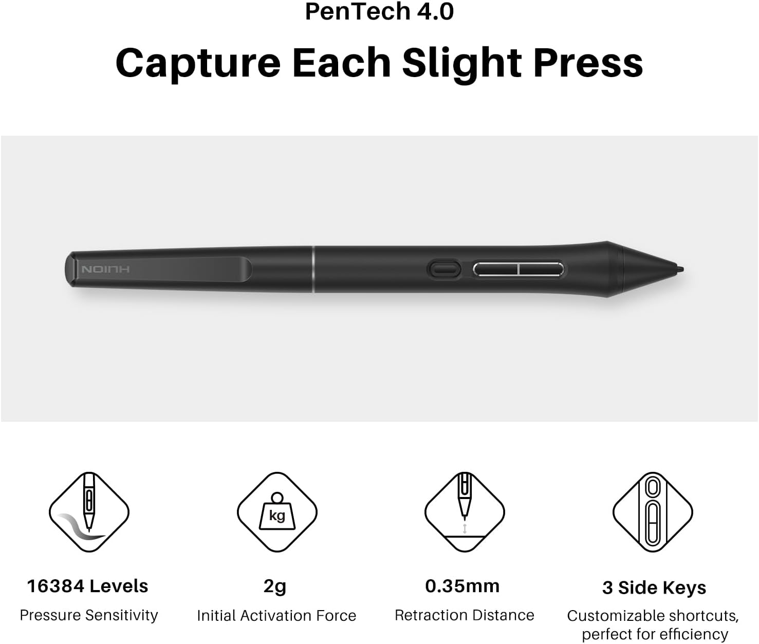 HUION Kamvas 13 (Gen 3) Drawing Tablet with Screen, 13.3-inch Full-Laminated Art Tablet with Anti-Sparkle Canvas Glass, 99% sRGB, PenTech 4.0, 16384 Pen Pressure, Dual Dials for Digital Art, Black - Image 4