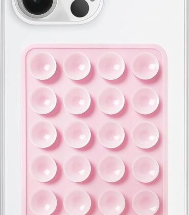 LvShuLiangPin Anteel Silicone Suction Phone Case Mount, Silicon Adhesive Phone Accessory for Smartphones, Hands-Free Mirror Shower Phone Holder for Selfies, Tiktok Videos (Light Pink)